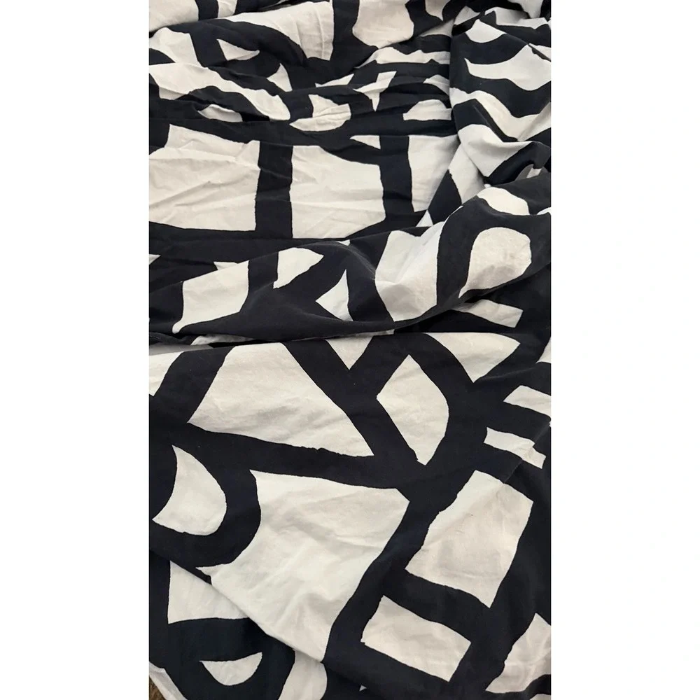 Vintage IKEA Skuggbracka Full Queen Duvet Cover Graphic Black White Reversible